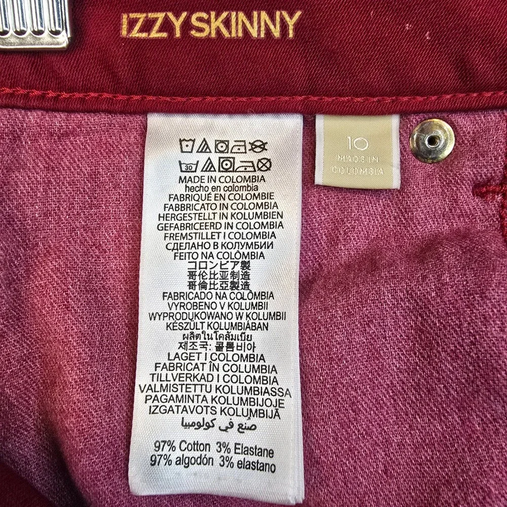Michael Kors Pants Womens 10 Izzy Skinny Burgundy Red Stretch Denim EUC